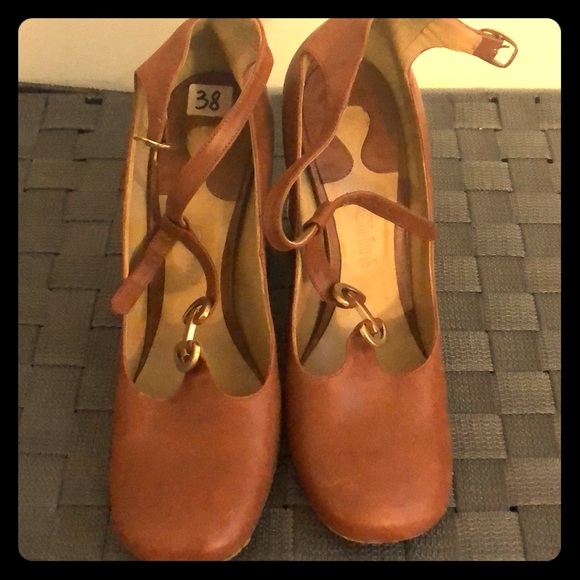 Chloe tan orange leather Mary Jane 38 - Picture 1 of 6